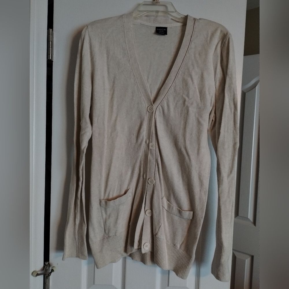 Faded Glory Cream Button Up Cardigan Size M